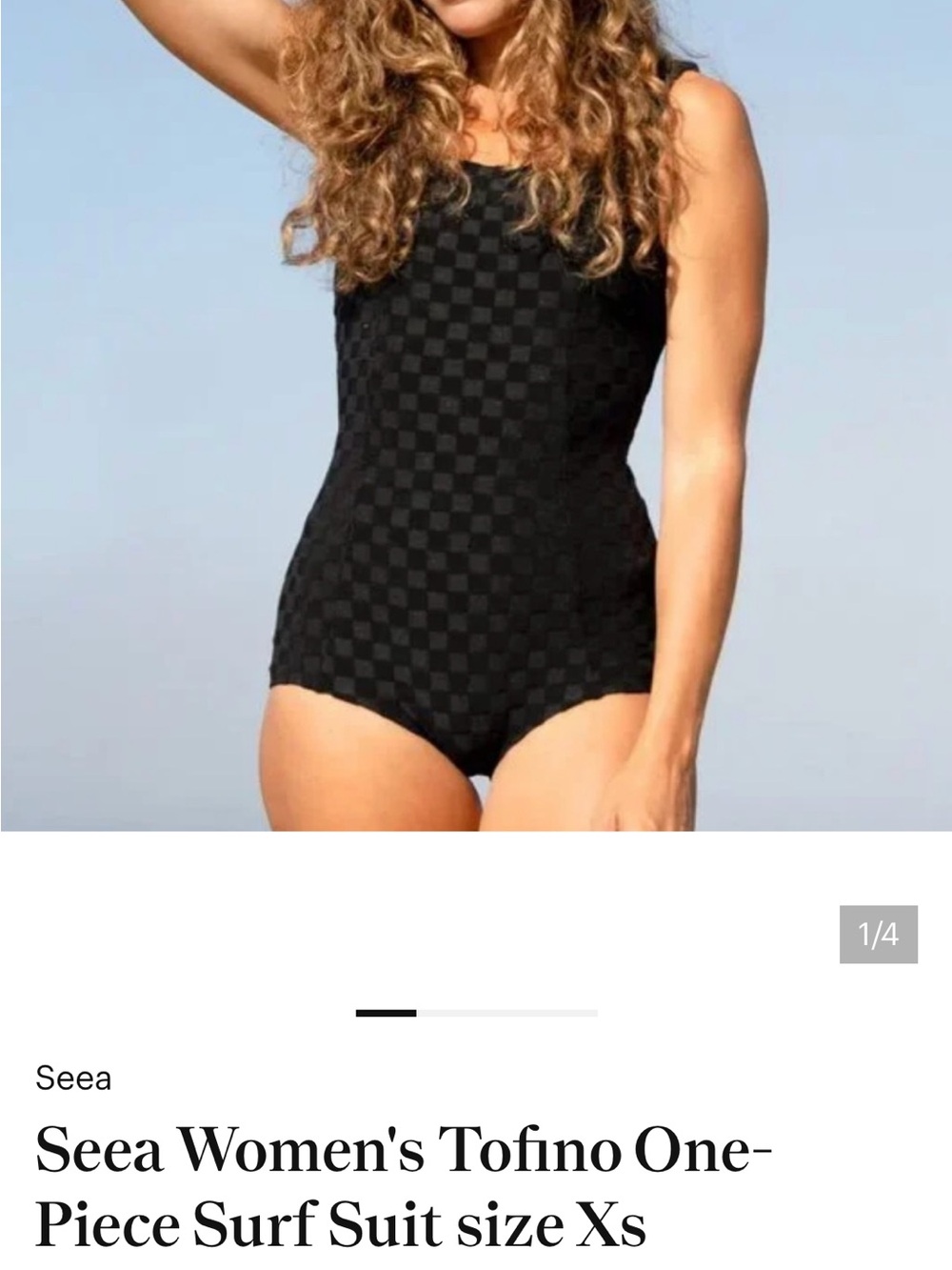 Seea Black Checker Texture One-Piece Swimsuit